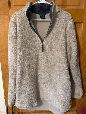 Charles River Apparel Beige Sherpa Quarter-Zip Pullover